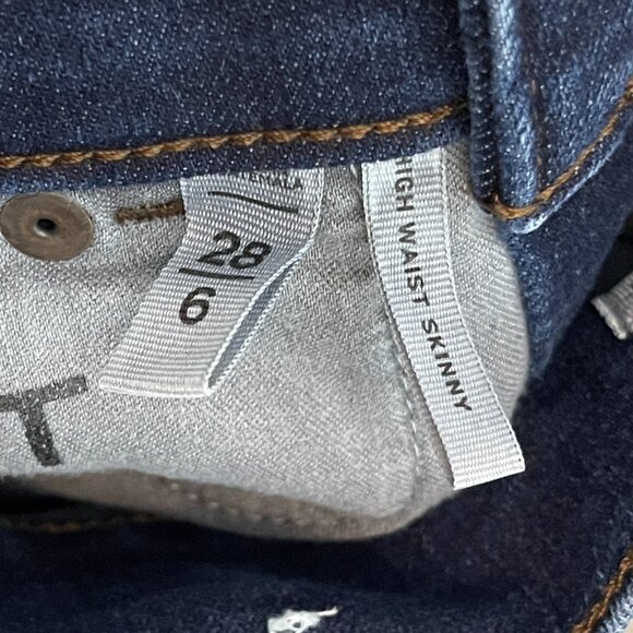 LOFT Women Dark Wash High Rise Skinny Modern Tapered Belted Denim Jean 6 - Picture 11 of 11